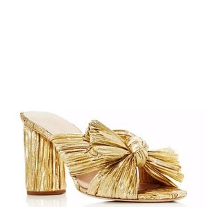 Loeffler Randall Gold Penny Pleated Sandals